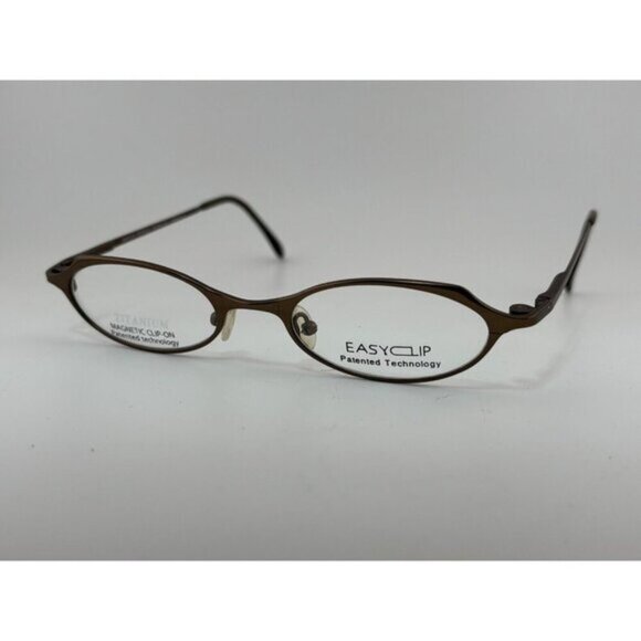 EASYCLIP Titanium - Brown Oval QUEST 446 48-20-140 Eyeglass Frames - Picture 1 of 7